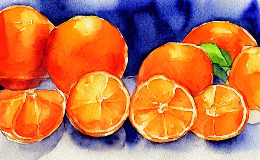 Image similar to watercolor painting of oranges