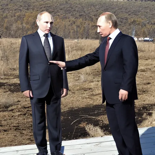 Image similar to putin standing next to nuclear explosion