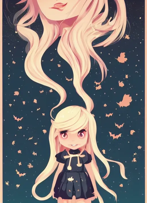 Image similar to little girl with long blonde hair on halloween. clean cel shaded vector art. shutterstock. behance hd by lois van baarle, artgerm, helen huang, by makoto shinkai and ilya kuvshinov, rossdraws, illustration, art by ilya kuvshinov