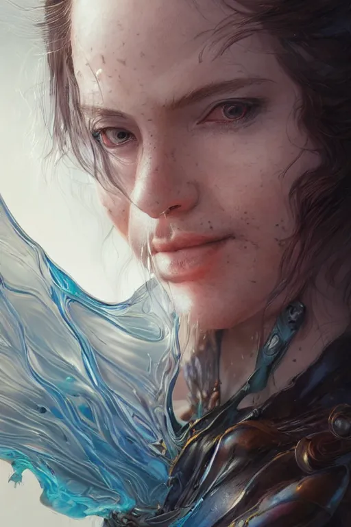 Image similar to liquid metamorphosis, d & d, fantasy, portrait, realistic textures from photos, chromatic aberration, hyper realistic, highly detailed, headshot, digital painting, trending on artstation, concept art, sharp focus, illustration, art by artgerm and greg rutkowski and ayami kojima