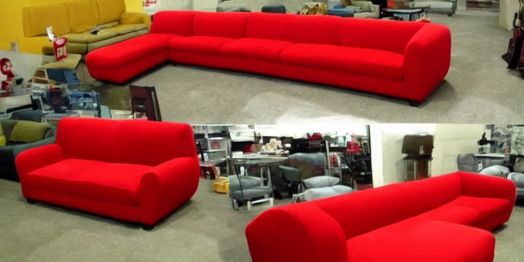 Image similar to Super Mario-shaped red couch