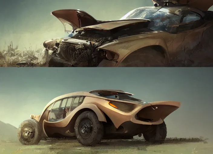 Image similar to a beautiful concept design of an old car converted into offroad sport. car design by cory loftis, fenghua zhong, ryohei hase, ismail inceoglu and ruan jia, henrik fisker and bruce kaiser and scott robertson and dmitry mazurkevich and doruk erdem and jon sibal, volumetric light.