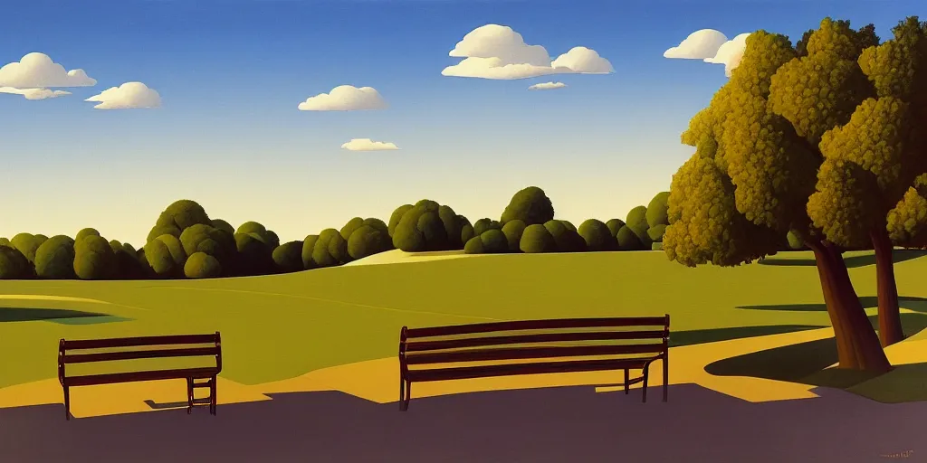 Image similar to the bench, blue sky, summer evening, kenton nelson