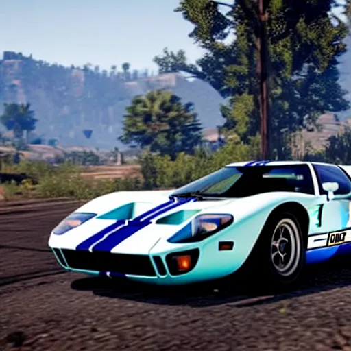 Image similar to white and blue ford gt 4 0 mk 2 in red dead redemption 2