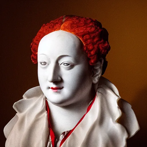Image similar to a porcelain portrait bust of pierrot, 1 8 th century style, british museum, studio lighting, 4 k
