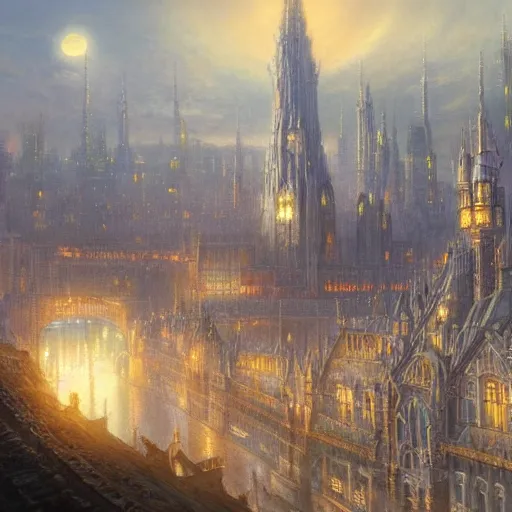 beautiful fantasy city by Alan Lee, golden hour, | Stable Diffusion ...