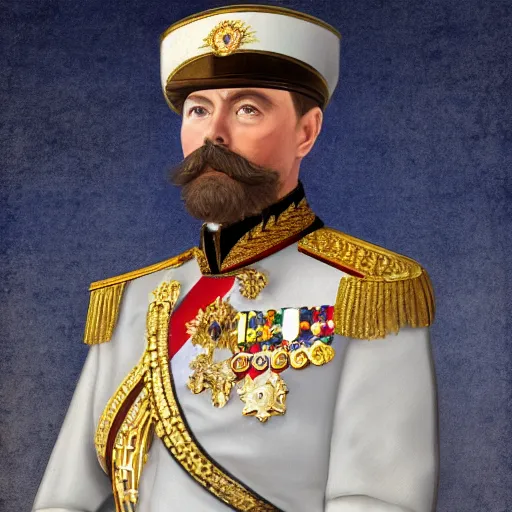 Prompt: russian emperor nicholas ii against the backdrop of the kazan cathedral in st. petersburg digital art, 8 k, character, realism, portrait