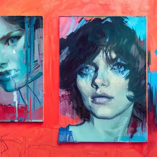 Image similar to portrait of beautiful girl, berghain party, shades of blue, by greg rutkowski, by jeremy mann, by francoise nielly, by vincent van gogh