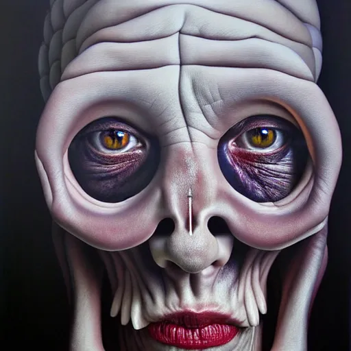 Prompt: ethos of ego, mythos of id, monster of madness. by tracy kobus, hyperrealistic photorealism acrylic on canvas, resembling a high - resolution photograph
