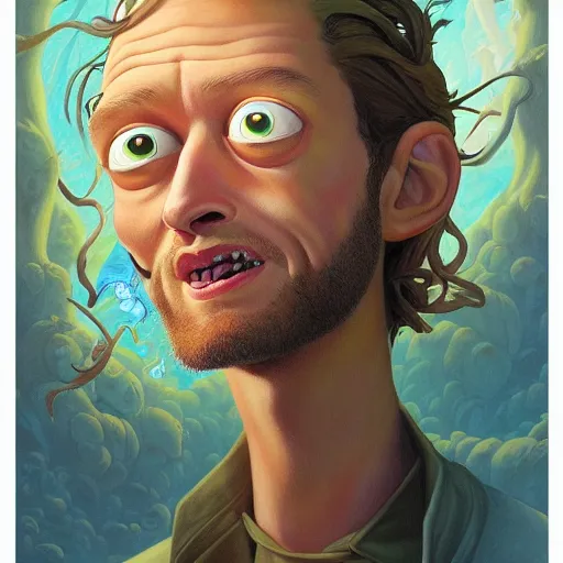 Image similar to lucky projector portrait by gaston bussierre and charles vess and james jean and erik jones and rhads, inspired by rick and morty, epic, funny, huge scale, beautiful fine face features, intricate high details, sharp, ultradetailed