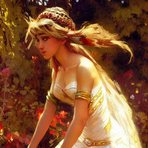 Image similar to female elf princess, sunny, painting by gaston bussiere, craig mullins, j. c. leyendecker