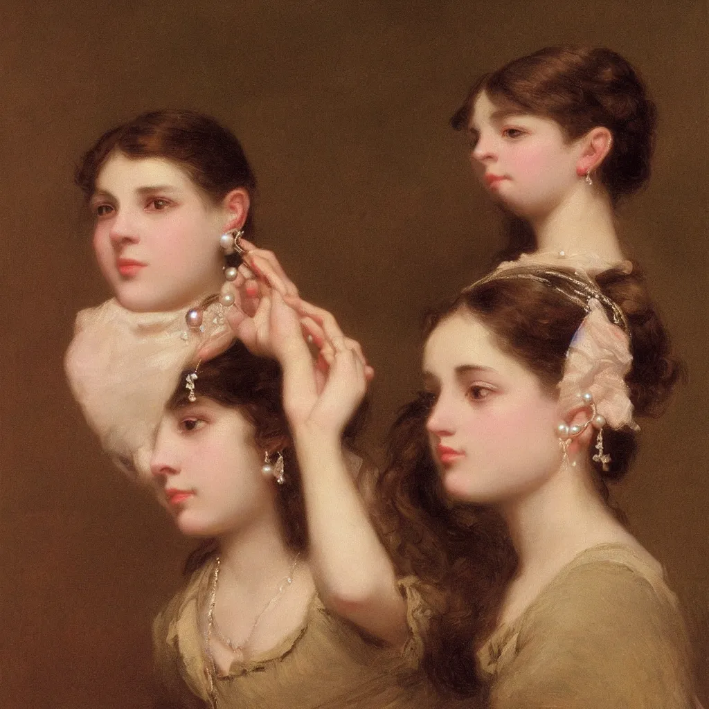 Image similar to girl with a pearl earringl, highly detailed, comicstyle, by albert bierstadt.