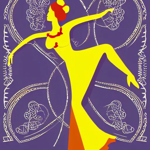 Prompt: a highly detailed vector illustration of a beautiful woman dancing