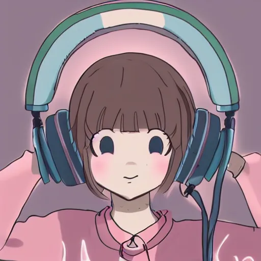 Prompt: lofi girl with headphones on, anime good vibes, chill, calm