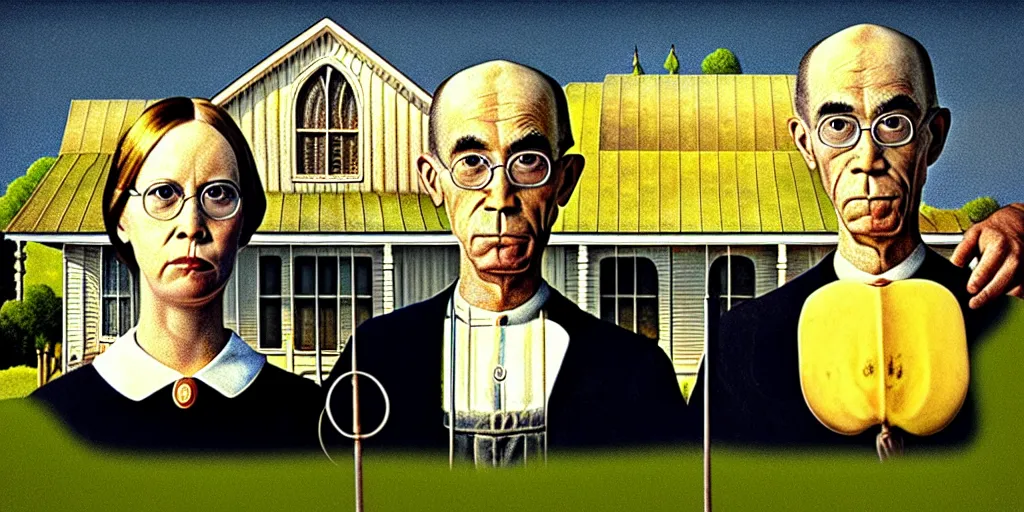 Prompt: american gothic banana