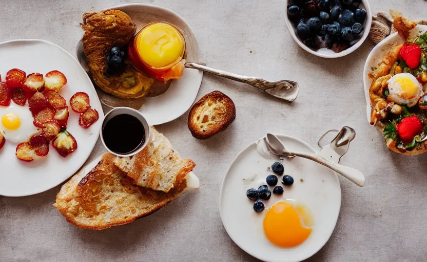 Prompt: delicious breakfast, food photography