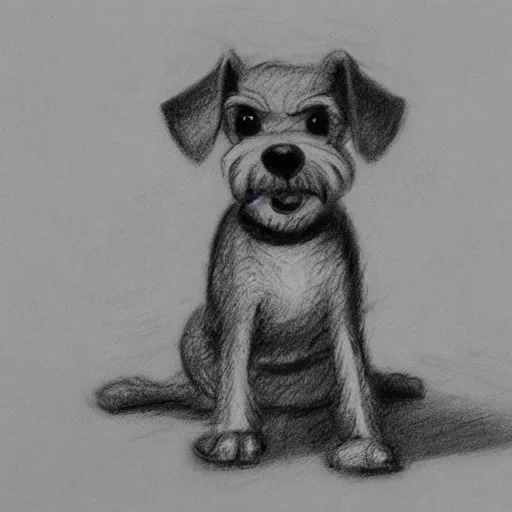 Prompt: milt kahl pencil sketch of happy mini schnauzer