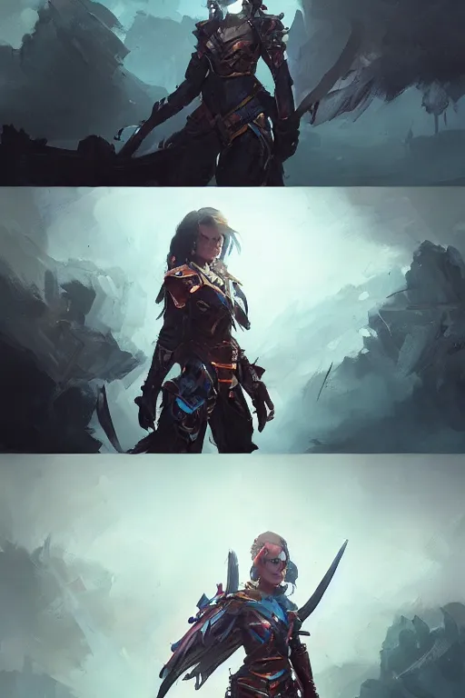 Prompt: bright, sad, armor girl, strong, sword, fighting, high detail, concept art, digital art, art of greg rutkowski, art of wlop, editor's pickup, trending on artstation, trending on deviantart, 4 k,