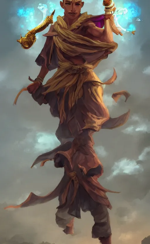 Image similar to air genasi monk, fantasy art