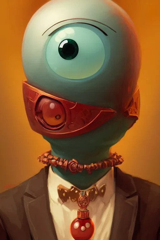 Image similar to anthropomorphic gumball as a D&D character with googly eyes, fantasy, portrait, sharp focus, intricate, elegant, digital painting, artstation, matte, highly detailed, concept art, illustration, ambient lighting, art by ilya kuvshinov, artgerm, Alphonse mucha, and Greg Rutkowski