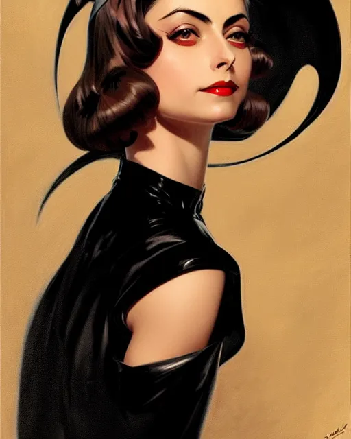 Prompt: style of j. c. leyendecker, artgerm : : gorgeous willa holland : : evil witch, swirling black magic, black dress : : symmetrical face, symmetrical eyes : : full body pose : : gorgeous black hair : : magic lighting, low spacial lighting : :