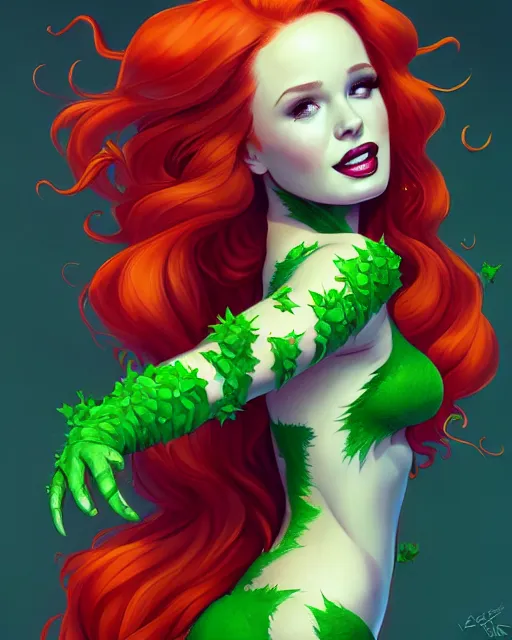 Image similar to portrait of Madelaine Petsch as Poison Ivy, art by lois van baarle and loish and ross tran and rossdraws and sam yang and samdoesarts and artgerm, middle shot, digital art, highly detailed, intricate, sharp focus, Trending on Artstation HQ, deviantart, unreal engine 5, 4K UHD image