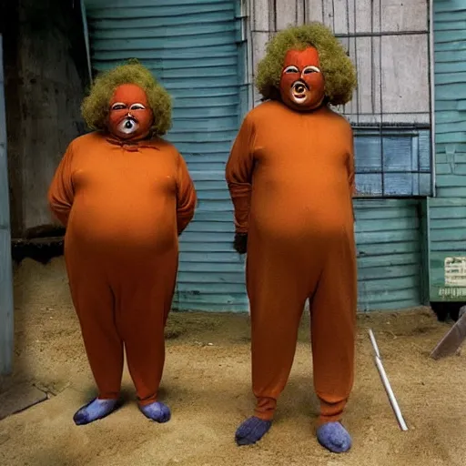 Prompt: Oompa Loompas after undergoing untested Russian experiments, leaked photos, liveleak