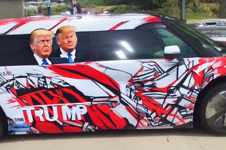 Image similar to trump-anime-car-wrap, side shot