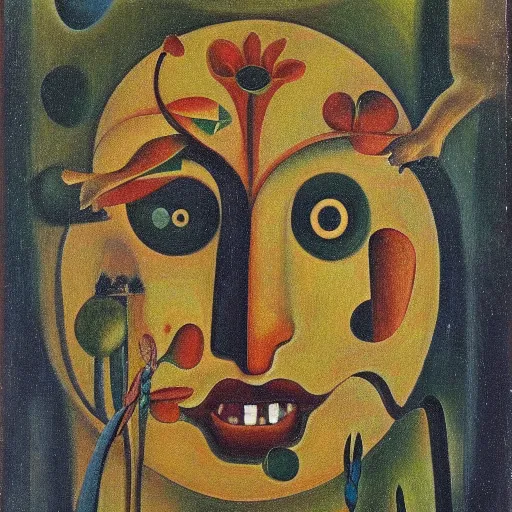 Image similar to floral face portrait by leonetto cappiello and wojciech siudmak and ernst fuchs, anni albers, oil on canvas