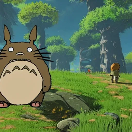 Image similar to totoro in breath of the wild