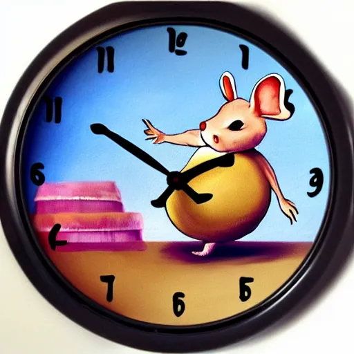 Image similar to a beautiful painting of little fat mouse watch tv, living in a hole