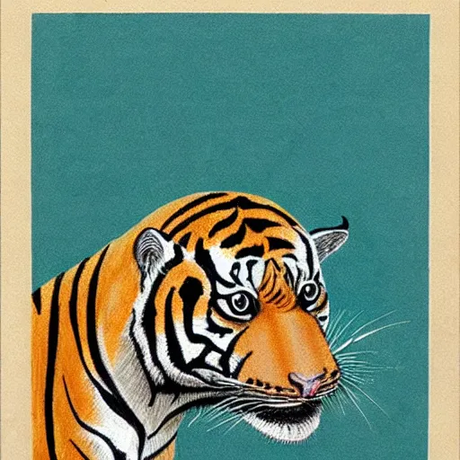 Image similar to dolphin with a tiger head,