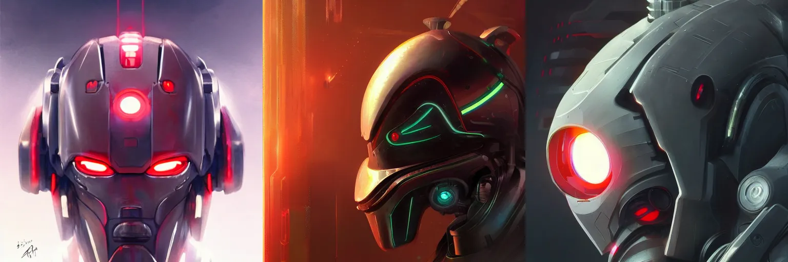 Prompt: A detailed mecha robot head with red glowing flaming eyes, cyberpunk, elegant, digital painting, highly detailed, artstation, concept art, smooth, sharp focus, illustration, art by artgerm and greg rutkowski and alphonse mucha
