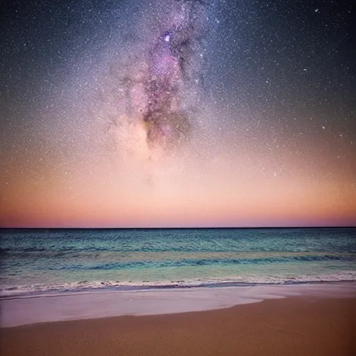 Prompt: planet on milky way as beach