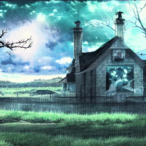 Prompt: horror anime landscape