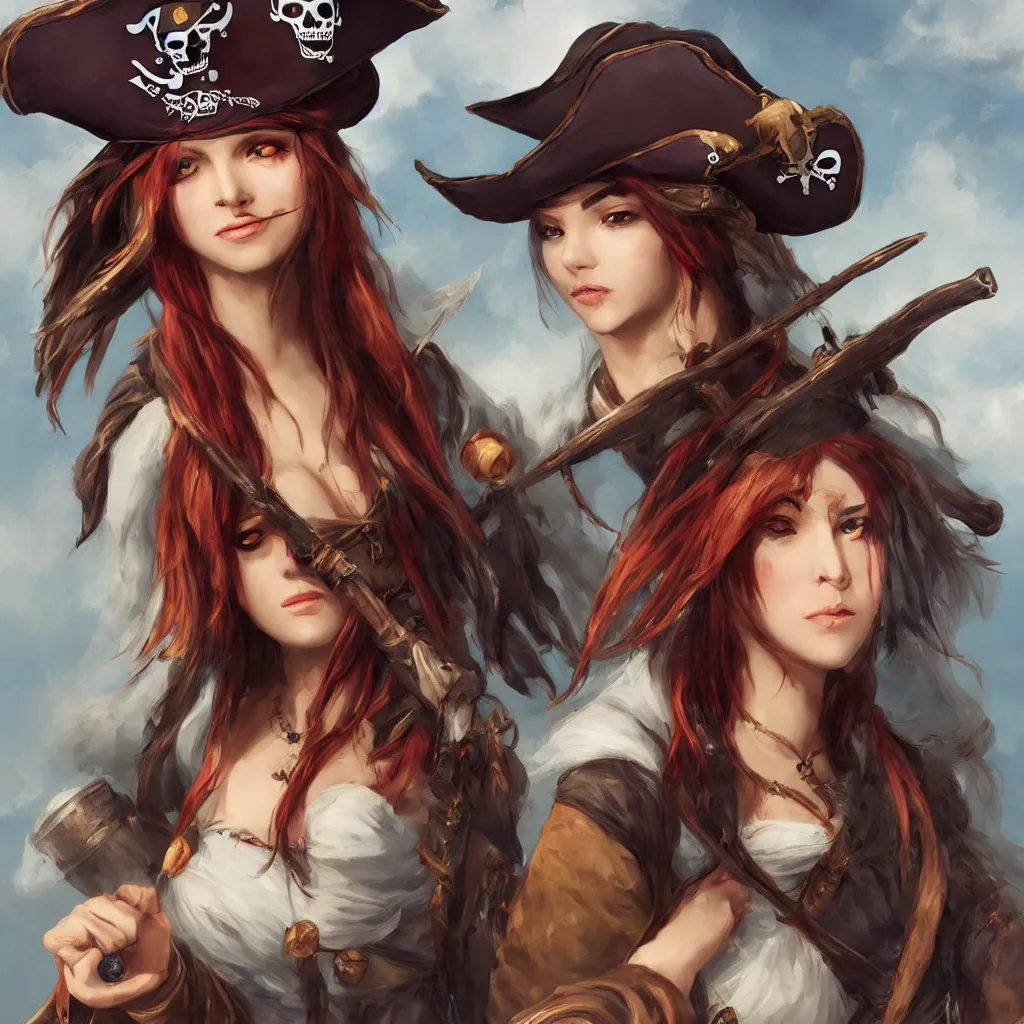 Prompt: pirate bae, trending on artstation, cover page