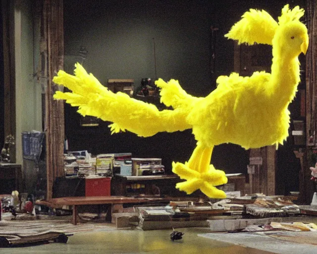 Prompt: still of Big Bird in The Day After Tomorrow (2004)