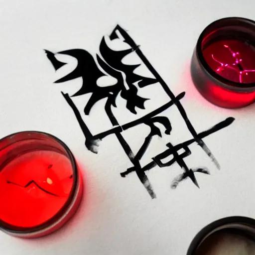 Prompt: alchemist sigils glowing red, dark