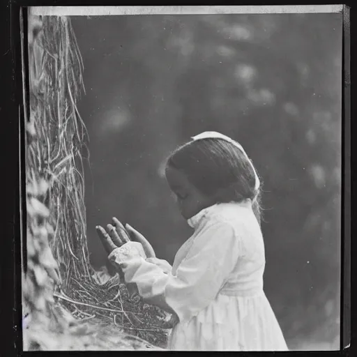 Image similar to vintage photo of a young girl praying