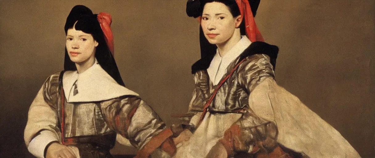 Image similar to painting by diego velasquez, young woman, high resolution, very detailed art