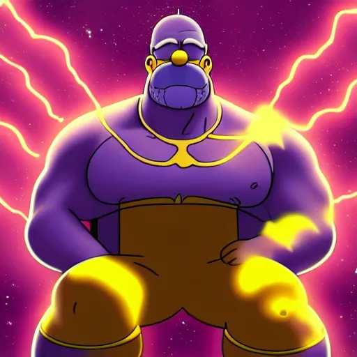 Image similar to Thanos Homer Simpson s, cinematic, 4K