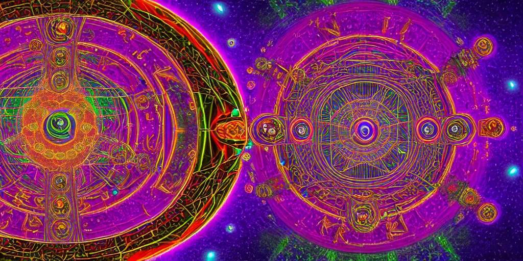 Image similar to dmt spirits, sacred non - euclidean geometric buildings housing dmt time elves, psychedelic architecture, soul frequency, 8 k resolution, highly detailed,