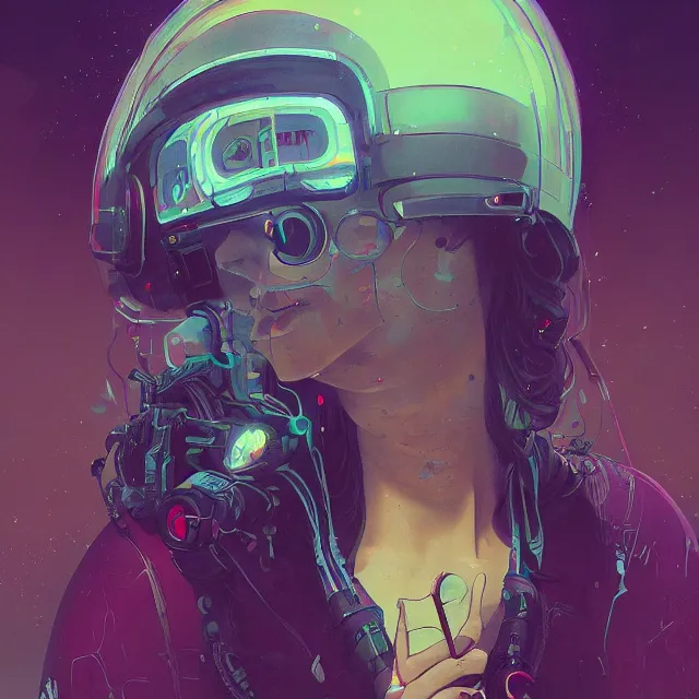 Prompt: a beautiful portrait painting of a ( ( cyberpunk ) ) girl by simon stalenhag and pascal blanche and alphonse mucha!! and nekro. in style of digital art. colorful comic, film noirs!, symmetry, hyper detailed. octane render. trending on artstation