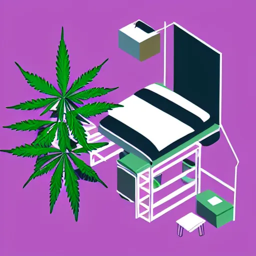 Image similar to room of cannabis paraphernalia isometric vector illustration minimalist by earle, eyvind render in octane