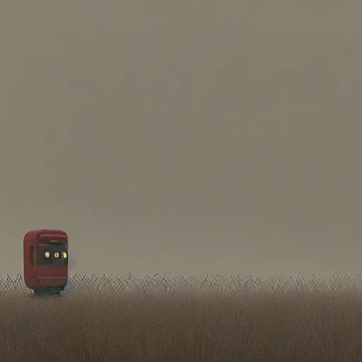 Image similar to simon stalenhag, bananas in pajamas, foggy, horror