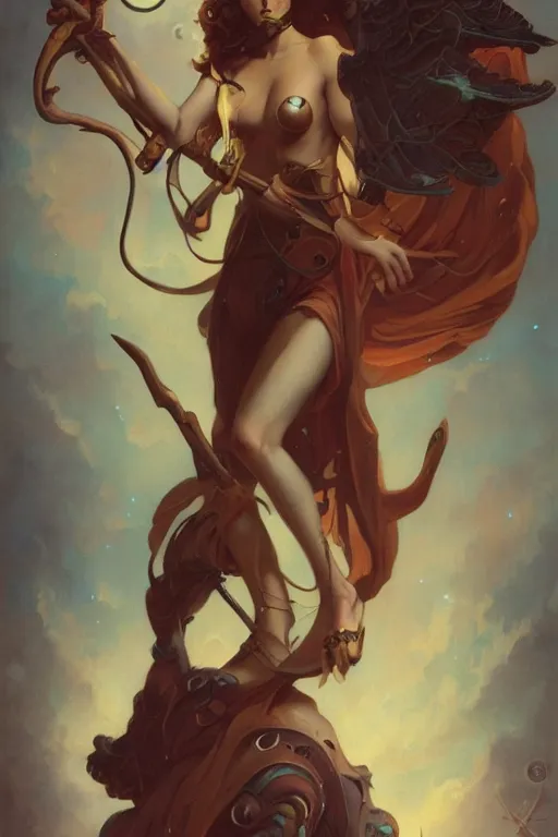 Image similar to Artemis by Peter Mohrbacher in the style of Gaston Bussière, Art Nouveau