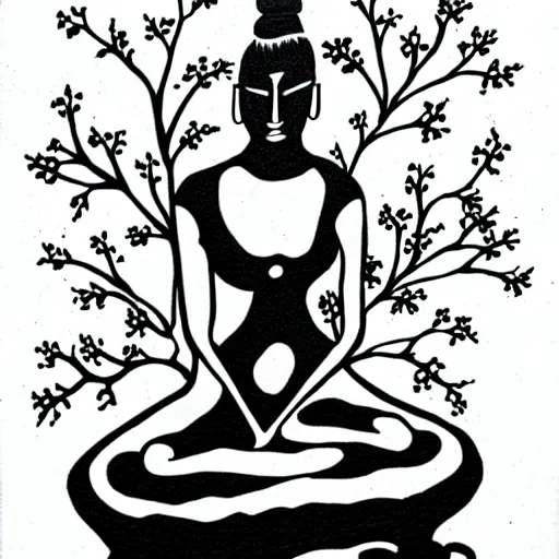 Image similar to zen ivy, ink