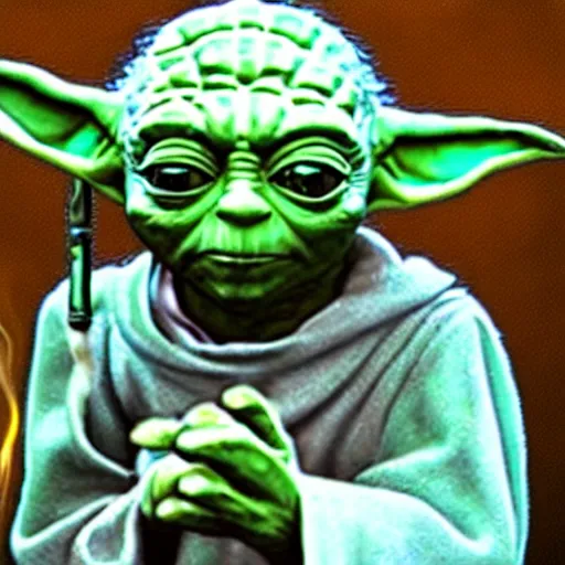 Image similar to yoda smoking marijuana