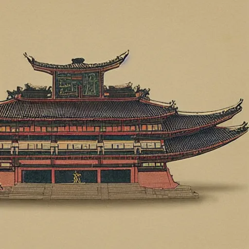 Prompt: A spaceship made in Tang dynasty