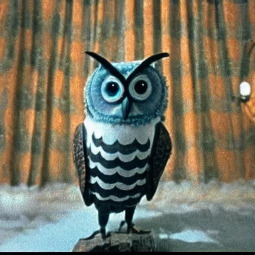 Image similar to Still of the Duolingo owl in The Shining (1980)